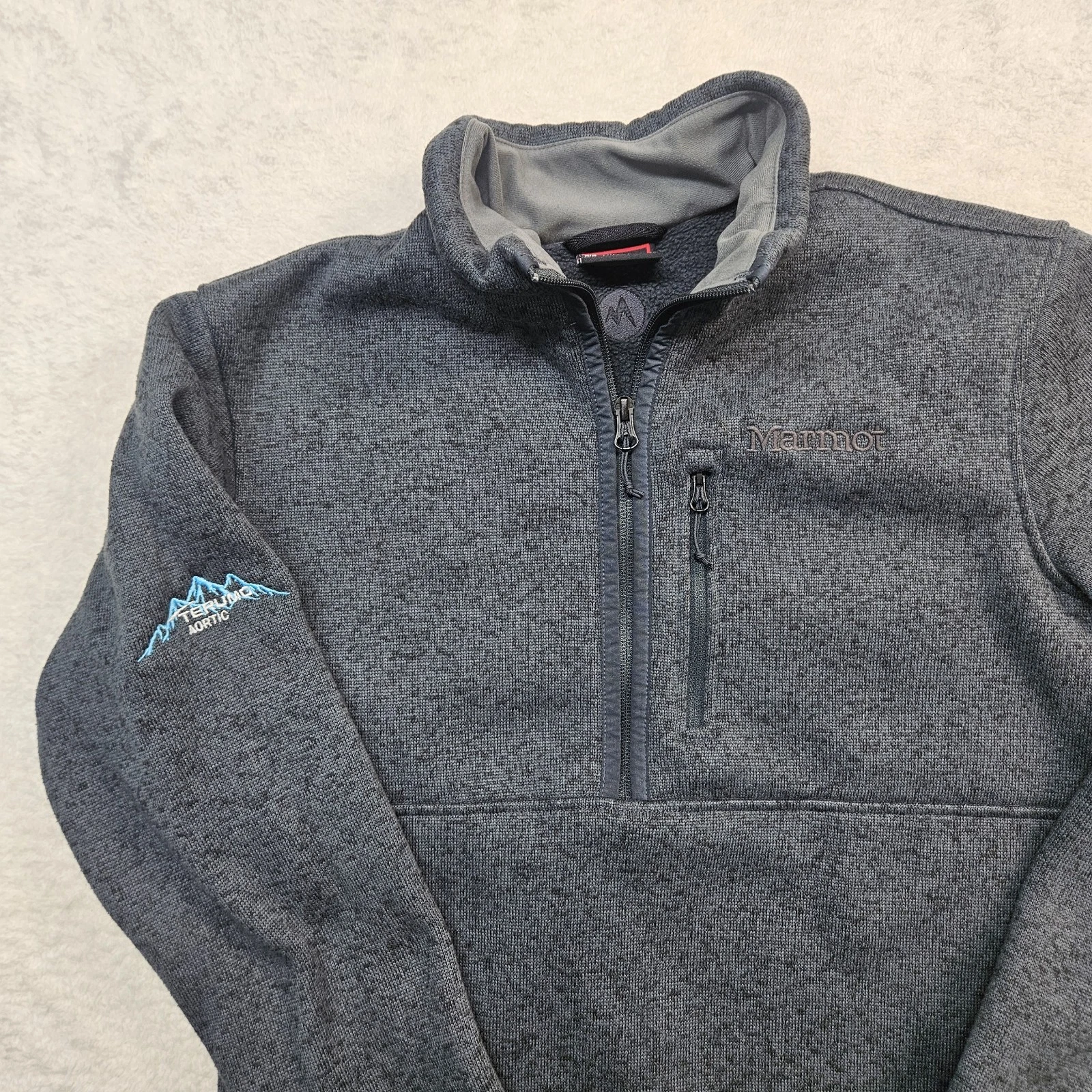 Marmot Fleece Pullover Mens Medium M Blue 1/4 Zip Jacket Lightweight Warm