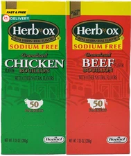 Sodium Free Bouillon Bundle,`Beef and Chicken, 100 Total Packets