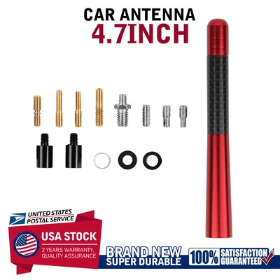 Carbon Fiber Red 4.7'' Car Antenna Radio Aerial For Jeep Replacement Screws Kit