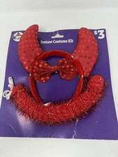 3 PIECE RED DEVIL Instant COSTUME SET BRAND NEW Tail Headband Bowtie Halloween