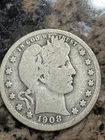 1908-s Barber Quarter, Better Date, Free Shipping