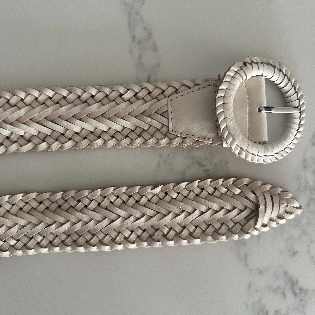 Banana Republic Ivory Leather Belt with Gold Buckle Banana Republic Women main image 2