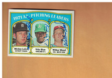 Mickey Lolich VIDA BLUE & WOOD AUTOGRAPHED 1972 TOPPS BASEBALL CARD SIGNED