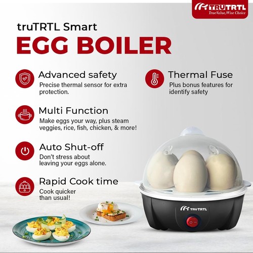 Rapid Egg Cooker Electric 6 Eggs Capacity, Soft, Medium, Hard Boiled, Poacher, O - Picture 3 of 12