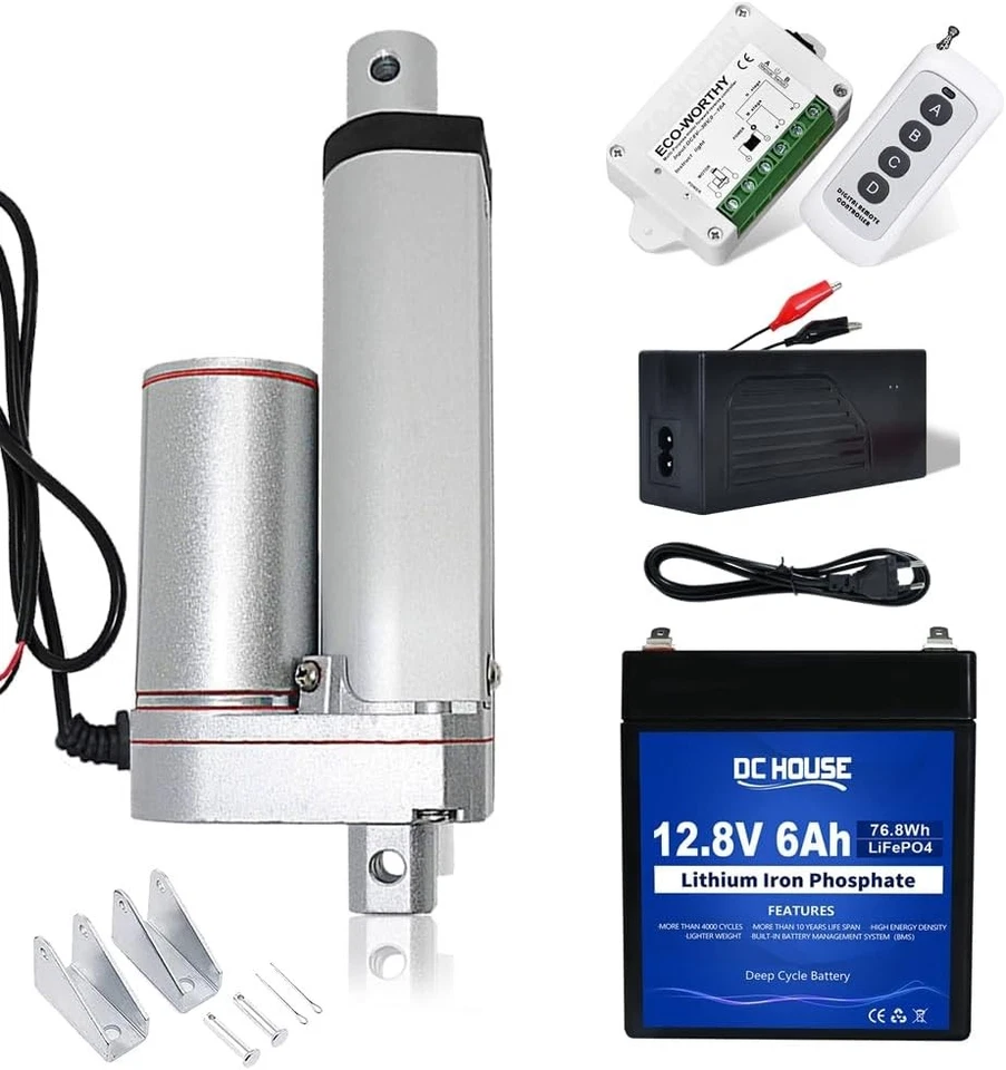 DC 12V 2"-18" Stroke Linear Actuator Kit 330lbs Max Lift 10mm/s with 6AH Battery - Image 2 of 4