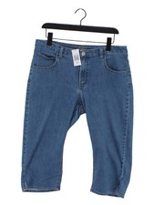 Lee Women's Jeans W 34 in Blue Cotton with Polyester, Spandex Cropped