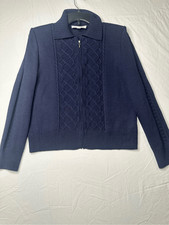 St. John Collection Vintage Navy Ribbed Full Zipper Jacket/Cardigan, Size 6