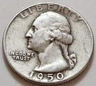 1950 Washington Quarter 25c 90% Silver (X43)
