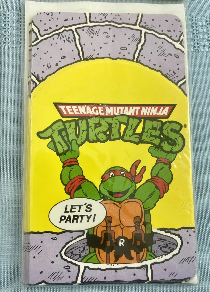 Лот из 2 Винтажных Уникальных Приглашений на Вечеринку TMNT Черепашки-ниндзя 1989 - Запечатанные 1194 - Изображение 2 из 4