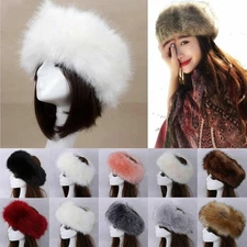 Womens Russian Thick Fluffy FAUX Fur Headband Hat Winter Ear Warmer Ski Outdoor