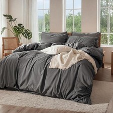4-Piece Linen Blend Bed Sheet Set Stone-Washed Breathable Pre-Shrunk Bedding