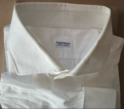 CAMICIA BUSINESS FRANCK NAMANI LUSSUOSA BORRELLI FATTA A MANO BIANCA UK 17,5 EU 44 - Foto 3 di 4
