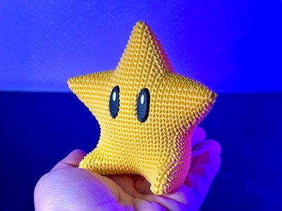 Gestrickte Mario Super Stern Figur, Knitted Look, Gaming Zubehör, Merchandise