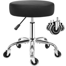 Round Rolling Stool with Wheels, Height Adjustable, 360 Swivel, Heavy Duty