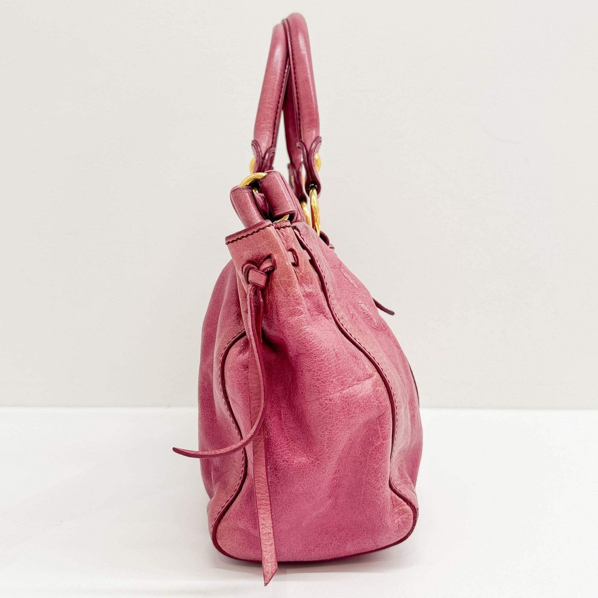 MIU MIU Vitello Pomegranate Pink Leather Two Way Bag | eBay