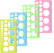 4 Pcs Circle Template Stencil Ruler Set, Drafting and Measuring Templates for Dr