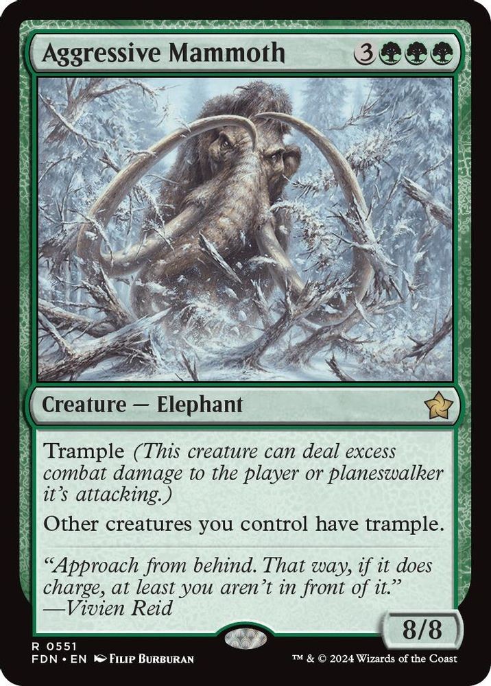 2024 Magic: The Gathering Foundations Aggressive Mammoth (#551, Rare, Near Mint)