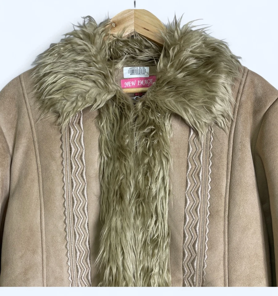 NEW IMAGE Italian Toselli Womens Extra Warm Beige Faux Leather Coat Size XL - Image 2 of 4