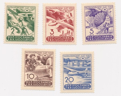 Sellos de Yugoslavia 2 - 20 Dinara 1950 Airshow MNH CV $52