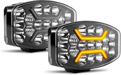 2X 12v 24v 10'' Jumbo Oval LED Spot Light Double White & Amber DRL Driving Truck