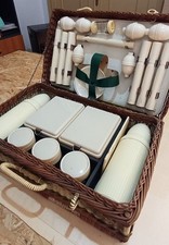 Cestino pic-nic vintage cesto in vimini completo per 6 persone