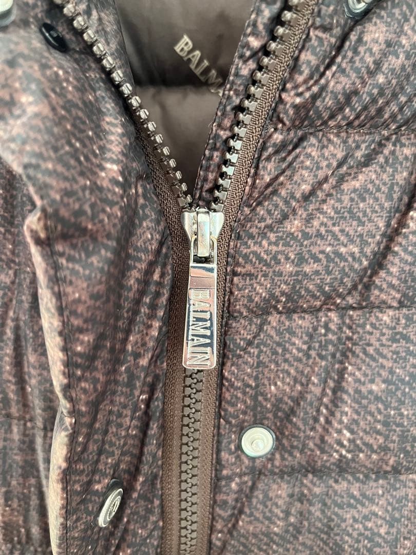 Balmain Down Jacket Dark Brown L Missing Hood Used - image 7