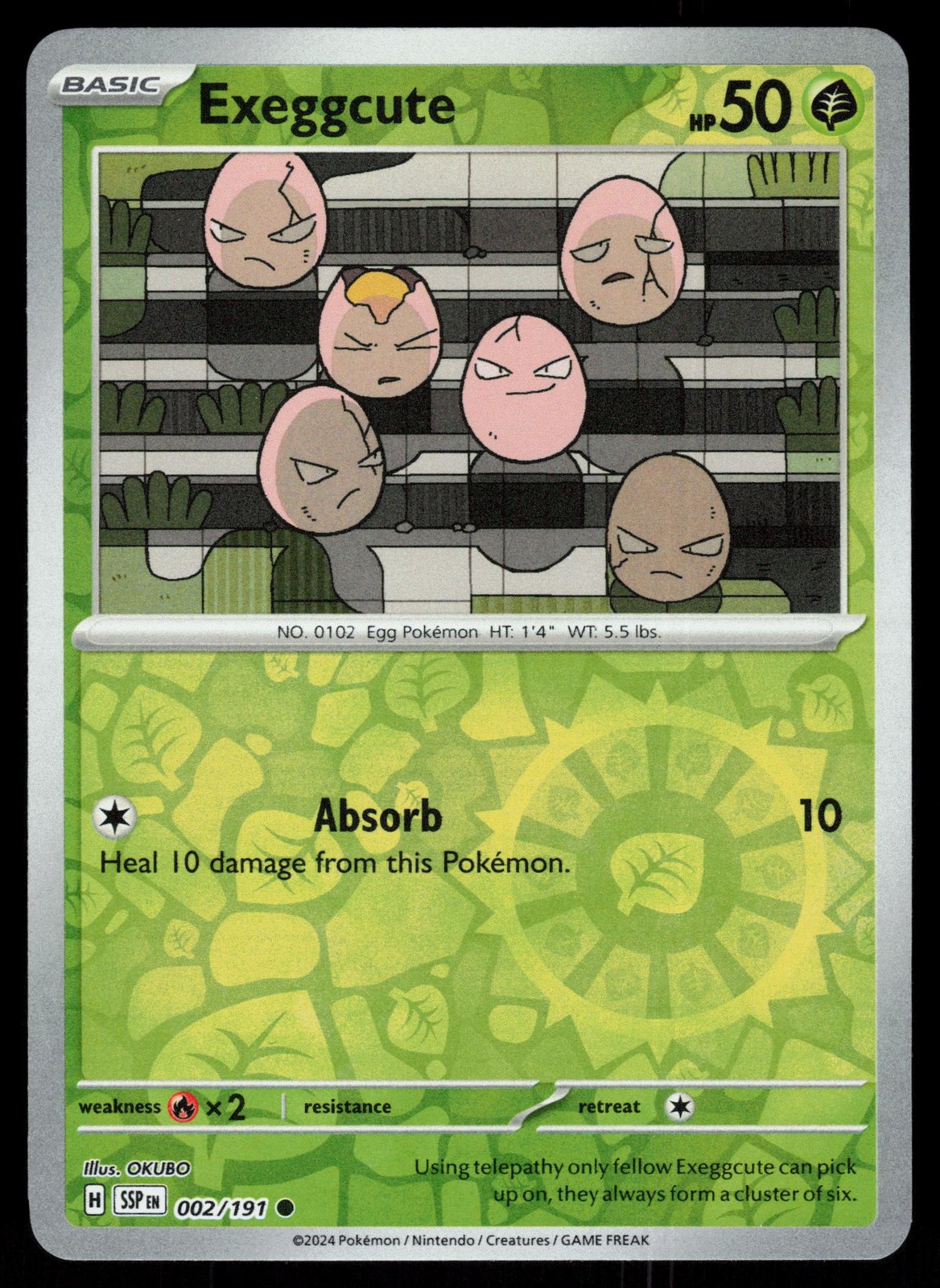 Exeggcute 002/191 Reverse Holo Pokemon Surging Sparks LP