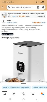 NEW  VOLUAS Automatic Cat Feeders - Timed Pet Feeder for Cats and Dogs