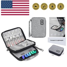 Double Layer Cord Organizer Bag, Portable Cable Storage Case, Flat Electronic...