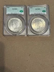 1923 Peace Dollars (Lot of 2) CAC MS 62 Free Shipping!