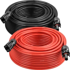 Solar Panel Extension Cable - 10AWG 100FT PV Wire with Waterproof Female & Ma...
