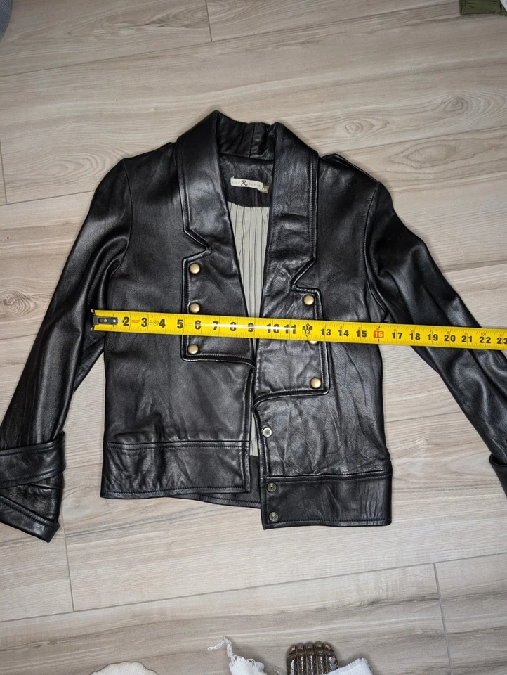 Chaqueta de cuero negra Mike & Chris forro de algodón para mujer XS motociclista punk Foto 4 de 4