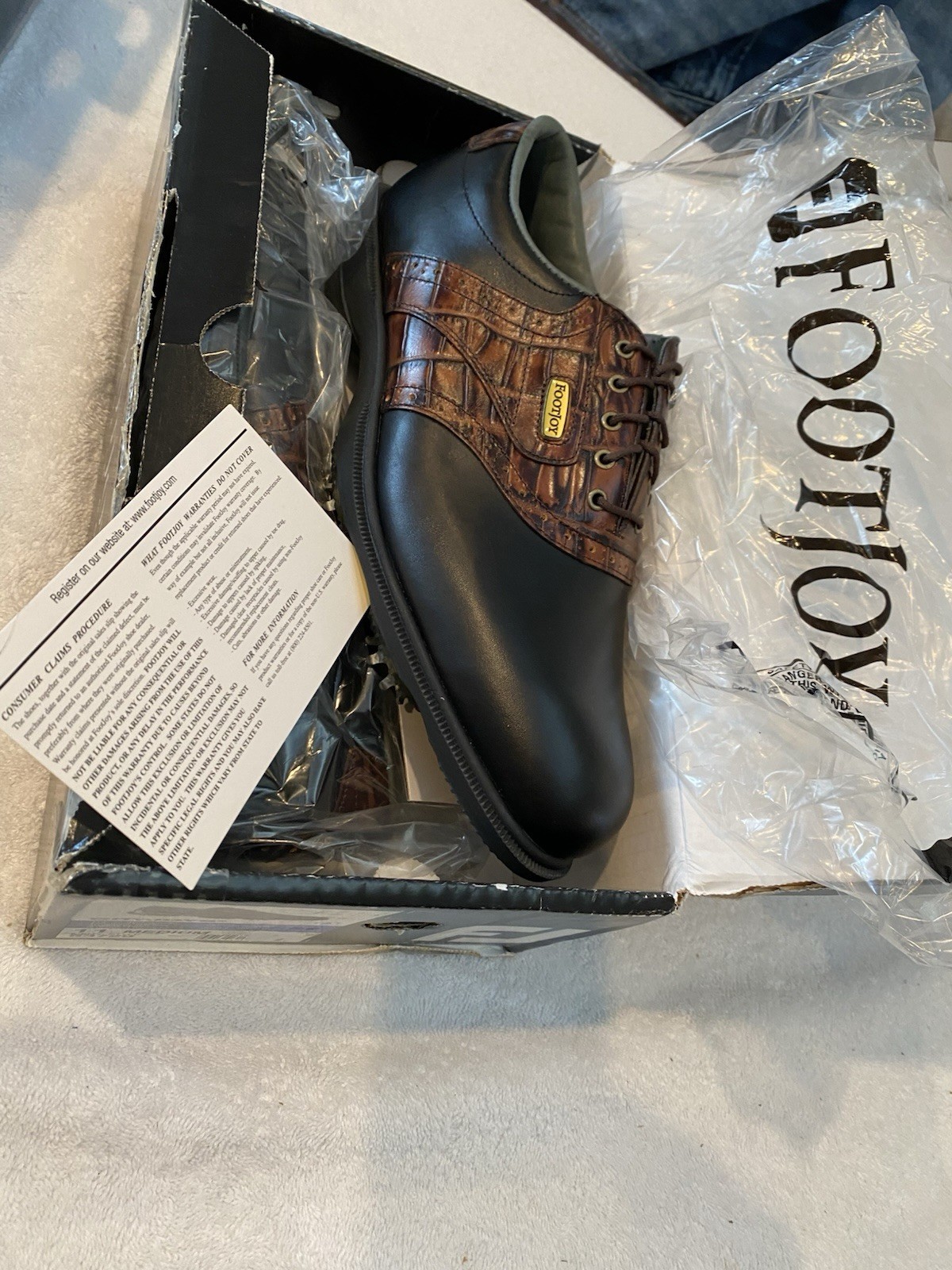 FootJoy DryJoys Premium Black/ Brown Saddle 53729 Size 11 M 
