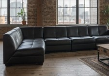 vintage style Italian modular corner sofa 60s 70s Heals oulton style dark brown