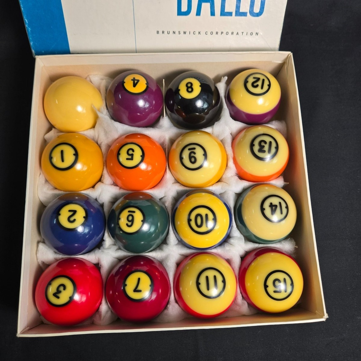 VTG Brunswick Centennial Gold Crown Pool Pocket Balls Complete Set