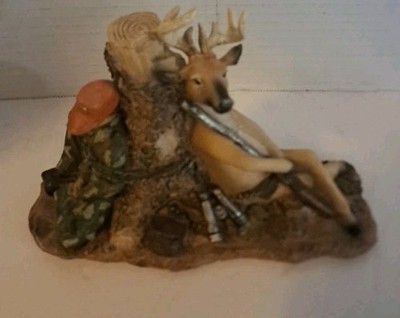 Hide&Seek, deer & Tired hunter. Vintage, Porcelain Mint