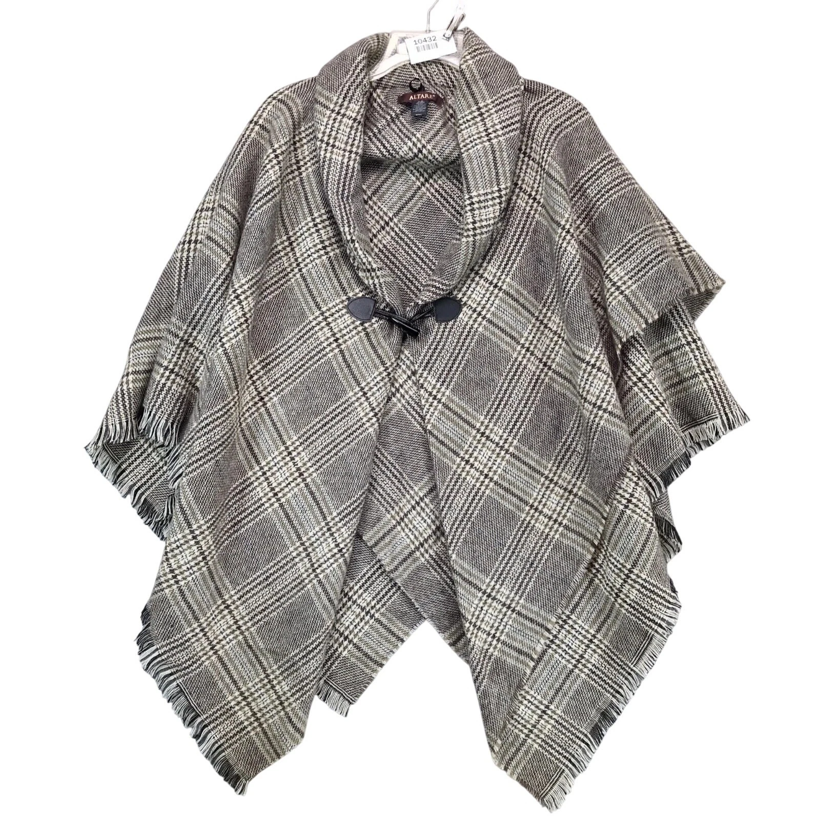 Altare Soft Knit Plaid Fringe Cape Poncho Women's One Size Horn Toggle Closure
Opens in a new window