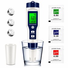 5-in-1 Digital pH TDS EC Salinity Temp Meter 0.01 High Accuracy Water Tester