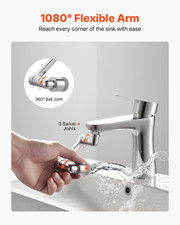 1080 Swivel Faucet Extender, Rotating Splash Filter Wash Hand/Hair/Face