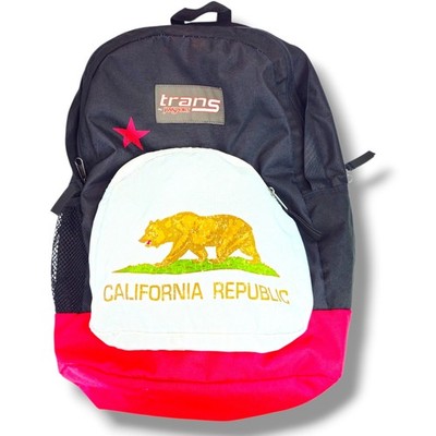 JanSport Trans Superbreak California Republic Bear Backpack Black White 17.5''