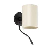 Wandleuchte Guadalupe E27, IP20, Mit Leser, Schwarz Matt, Beige