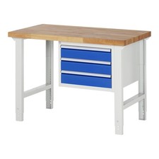 Rau Werkbank h&ouml;henverstellbar 7127A1 B1250xT700xH790-1140mm 3x Schublade-TA