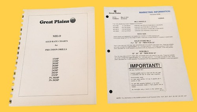 #ad #ad Great Plains Grain Drill Milo Seed Rate Charts For Precision Drills Free Ship $15.95