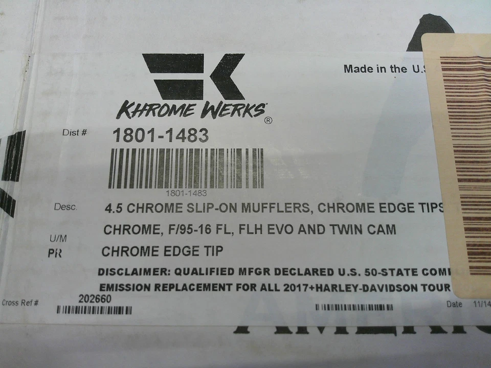 2000 - 2006 年哈雷戴维森公路王 Khrome werks 40 英寸鱼尾排气 — 第 2/4 张图片