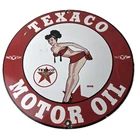 Vintage Texaco Gasoline Sign - Porcelain Motor Oil Bikini Sign