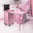 Byootique Nail Desk Rolling Makeup Train Case with Telescopic Handle, Pink — photo 10