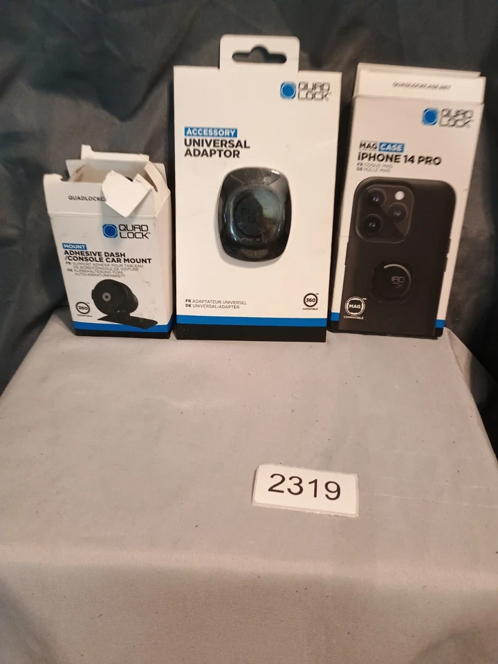 Quad Lock Mount Set Fits Iphone 14 Pro case Mount Car Dash 3 Pieces Black Sturdy - Image 2 of 4