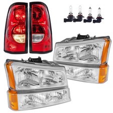 For 2003-2006 Chevy Silverado Chrome Amber Headlightsred Tail Lights Wbulbs For 2003-2006 Chevy Silverado Chrome Amber Headlightsred Tail Lights Wbulbs
