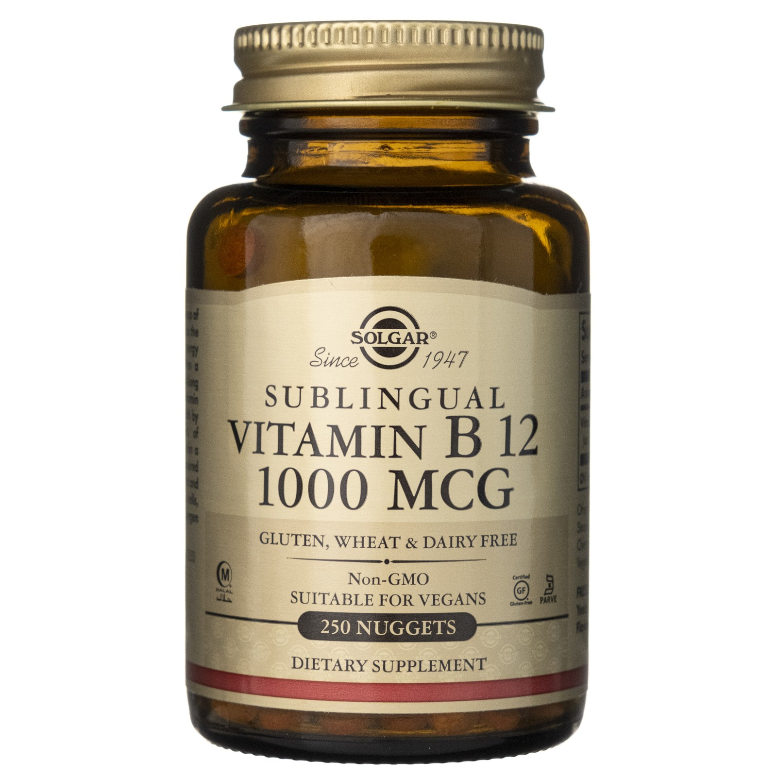 Vitamine B12 1000 mcg Solgar pépites sublinguales cobalamine fatigue globale