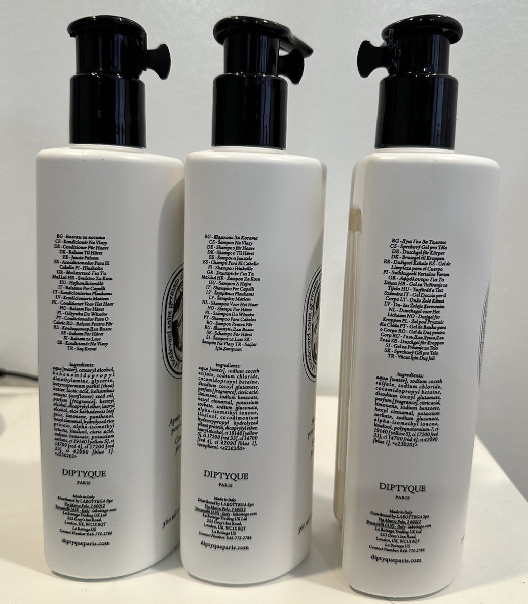 Diptyque Paris Hotel Amenity Set Shampoo Conditioner Shower Bath